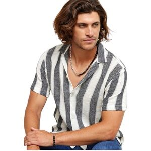 Black And White Zara Knitted Button Down Polo (S)